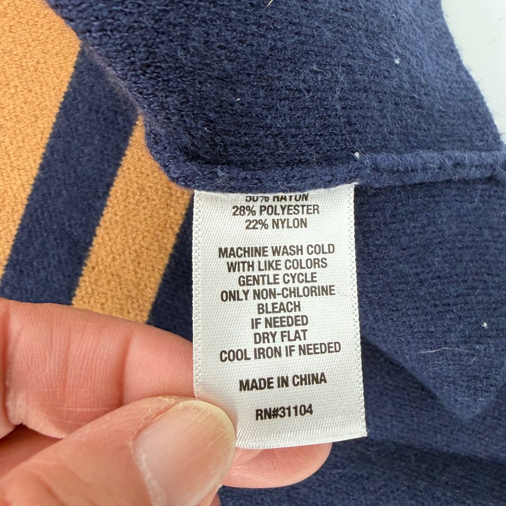 NWT Women's XXL Navy Camel Stripe Long Duster Cardigan Old Money Chic Classic - Picture 5 of 6
